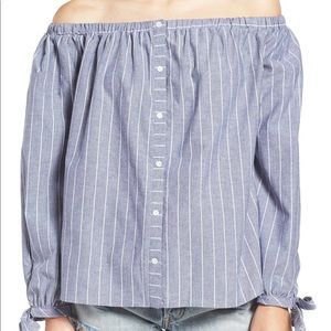 BP. Stripe off the shoulder blouse.